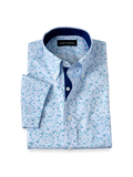 Product Image of Non-iron Cotton Floral Dress Shirt With Contrast Trim-Teal