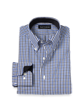 Product Image of Non-iron Cotton Gingham Dress Shirt With Contrast Trim-Blue/Black