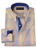 Product Image of Non-iron Cotton Gingham Dress Shirt With Contrast Trim-Multi