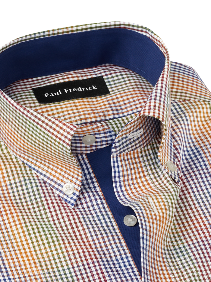 Alternate Image of Non-iron Cotton Gingham Dress Shirt With Contrast Trim-6