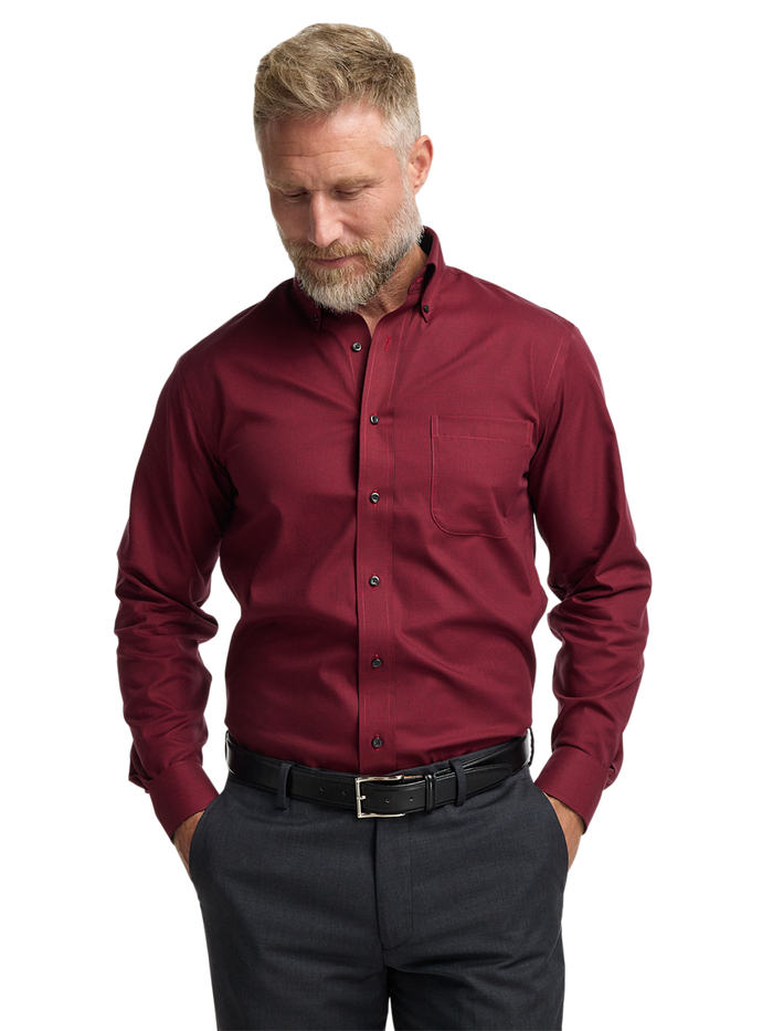 Alternate Image of Non-iron Cotton Houndstooth Dress Shirt With Contrast Trim-1