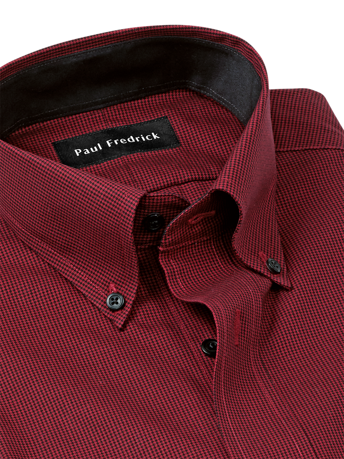 Alternate Image of Non-iron Cotton Houndstooth Dress Shirt With Contrast Trim-6