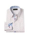 Product Image of Non-iron Cotton Ice Cream Cone Dress Shirt With Contrast Trim-White/Blue