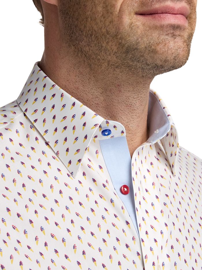Alternate Image of Non-iron Cotton Ice Cream Cone Dress Shirt With Contrast Trim-2