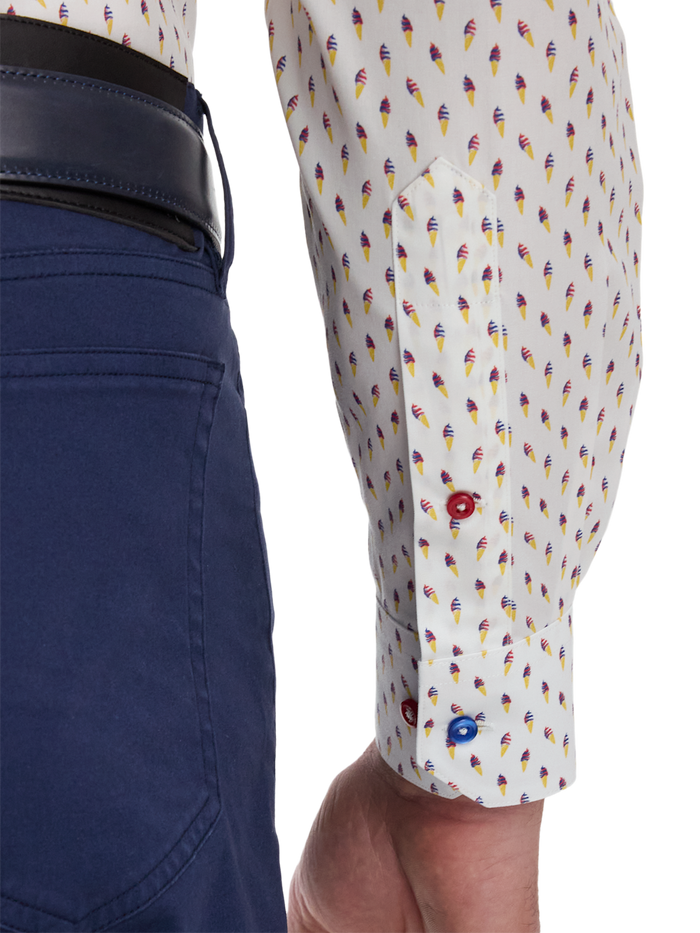 Alternate Image of Non-iron Cotton Ice Cream Cone Dress Shirt With Contrast Trim-3