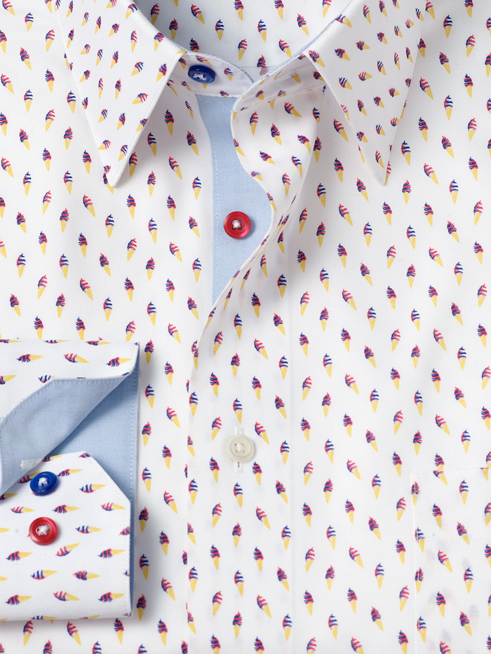Alternate Image of Non-iron Cotton Ice Cream Cone Dress Shirt With Contrast Trim-5