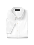 Product Image of Non-iron Cotton Pinpoint Solid Button Down Collar Short Sleeve Dress Shirt-White