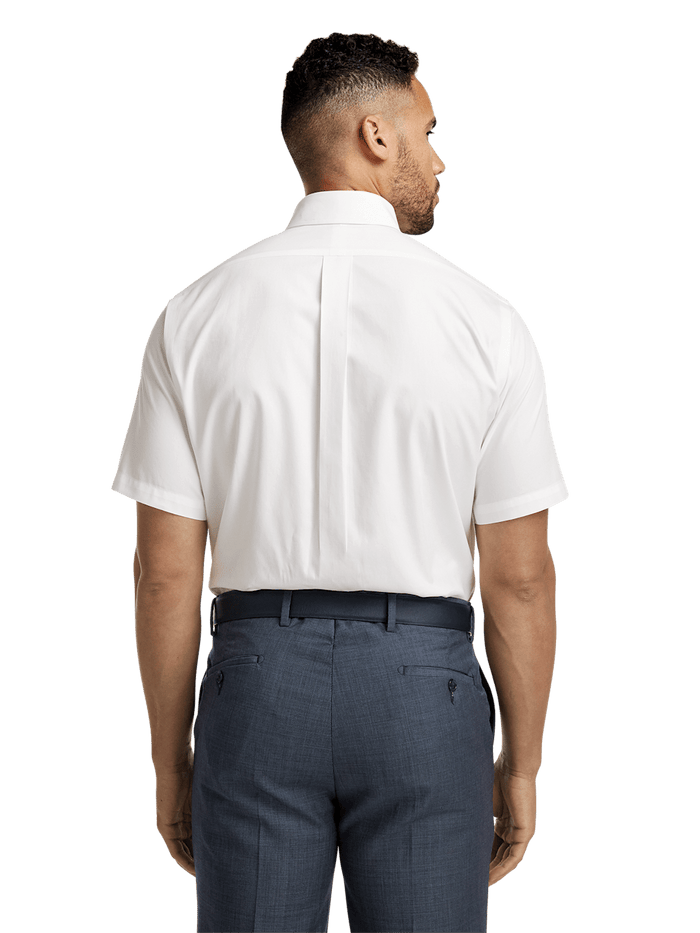 Alternate Image of Non-iron Cotton Pinpoint Solid Button Down Collar Short Sleeve Dress Shirt-4