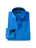 Product Image of Non-iron Cotton Solid Dress Shirt With Contrast Trim-Cobalt
