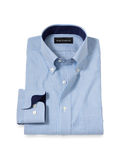 Product Image of Non-iron Cotton Stripe Dress Shirt With Contrast Trim-Blue