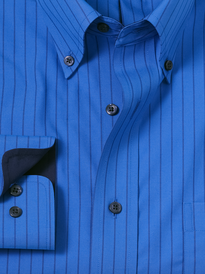 Alternate Image of Non-iron Cotton Stripe Dress Shirt With Contrast Trim-5