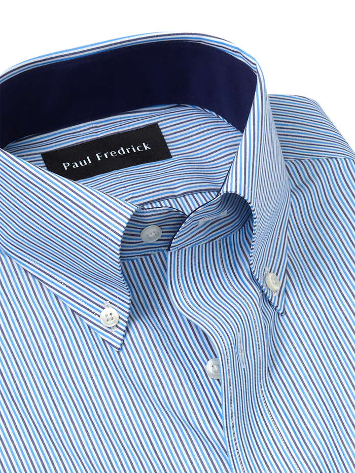 Alternate Image of Non-iron Cotton Stripe Dress Shirt With Contrast Trim-6