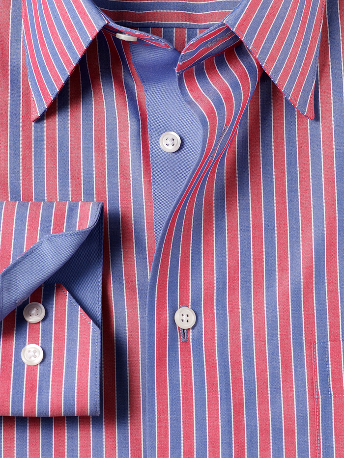 Alternate Image of Non-iron Cotton Stripe Dress Shirt With Contrast Trim-5