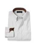 Product Image of Non-iron Cotton Stripe Dress Shirt With Contrast Trim-Brown