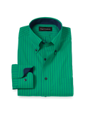 Product Image of Non-iron Cotton Stripe Dress Shirt With Contrast Trim-Green