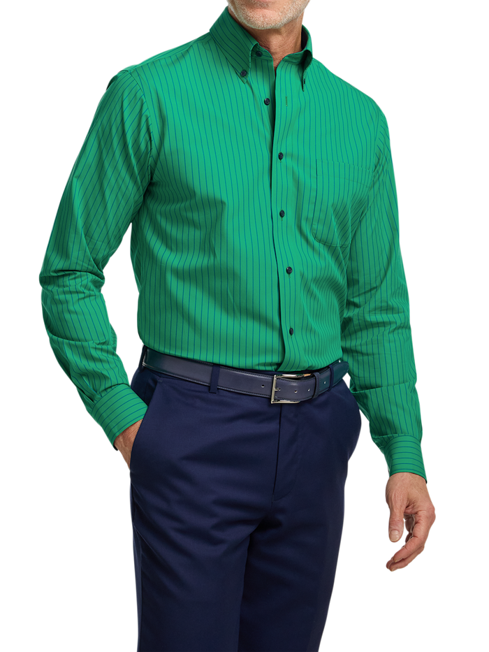 Alternate Image of Non-iron Cotton Stripe Dress Shirt With Contrast Trim-1