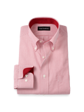 Product Image of Non-iron Cotton Stripe Dress Shirt With Contrast Trim-Red