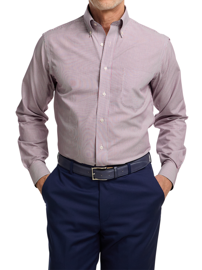 Alternate Image of Non-iron Cotton Stripe Dress Shirt With Contrast Trim-1
