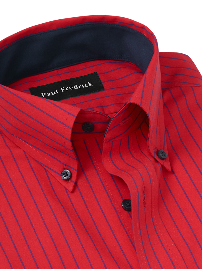 Alternate Image of Non-iron Cotton Stripe Dress Shirt With Contrast Trim-6
