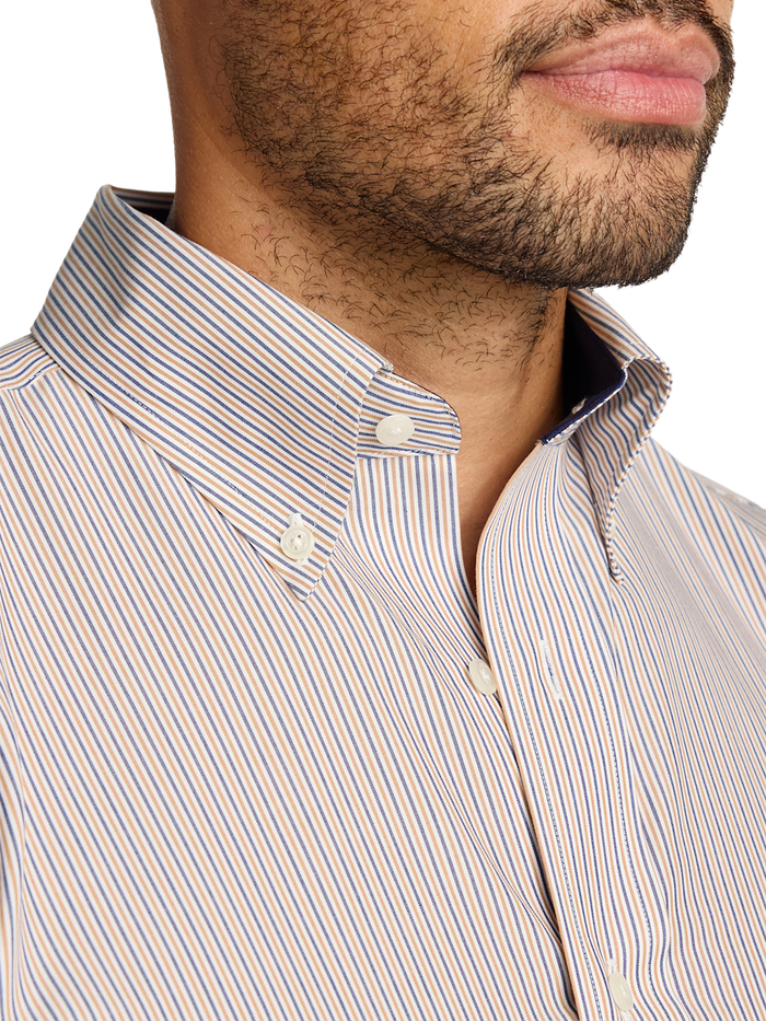 Alternate Image of Non-iron Cotton Stripe Dress Shirt With Contrast Trim-2