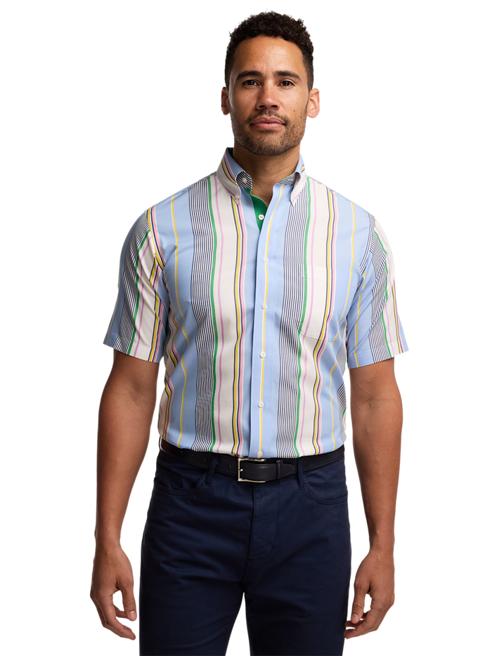 Alternate Image of Non-iron Cotton Stripe Dress Shirt With Contrast Trim-1