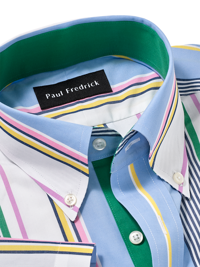 Alternate Image of Non-iron Cotton Stripe Dress Shirt With Contrast Trim-6