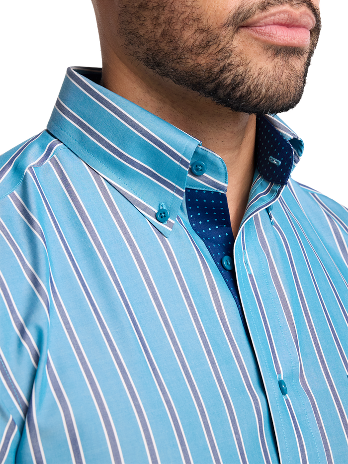 Alternate Image of Non-iron Cotton Stripe Dress Shirt With Contrast Trim-2