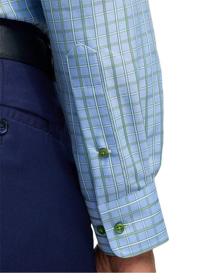 Alternate Image of Non-iron Cotton Windowpane Dress Shirt With Contrast Trim-3