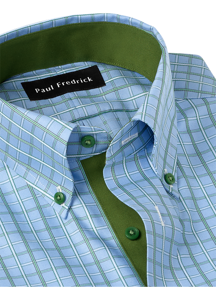 Alternate Image of Non-iron Cotton Windowpane Dress Shirt With Contrast Trim-6