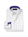 Product Image of Non-iron Cotton Windowpane Dress Shirt With Contrast Trim-Purple