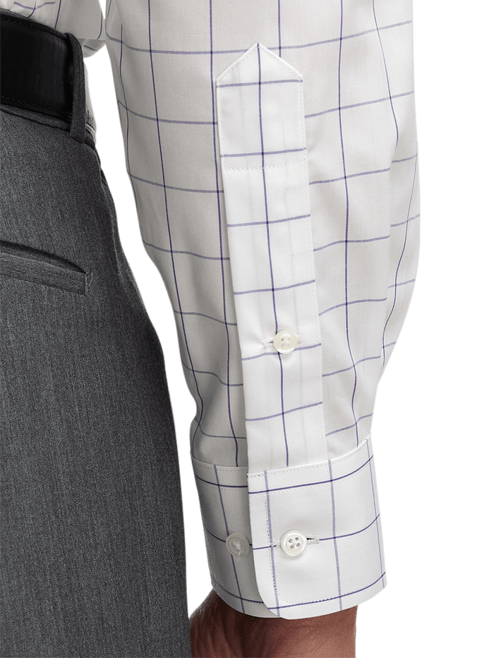 Alternate Image of Non-iron Cotton Windowpane Dress Shirt With Contrast Trim-3