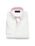 Product Image of Non-iron Linen Solid Dress Shirt With Contrast Trim-White