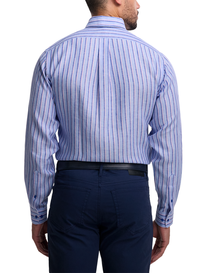 Alternate Image of Non-iron Linen Stripe Dress Shirt With Contrast Trim-4