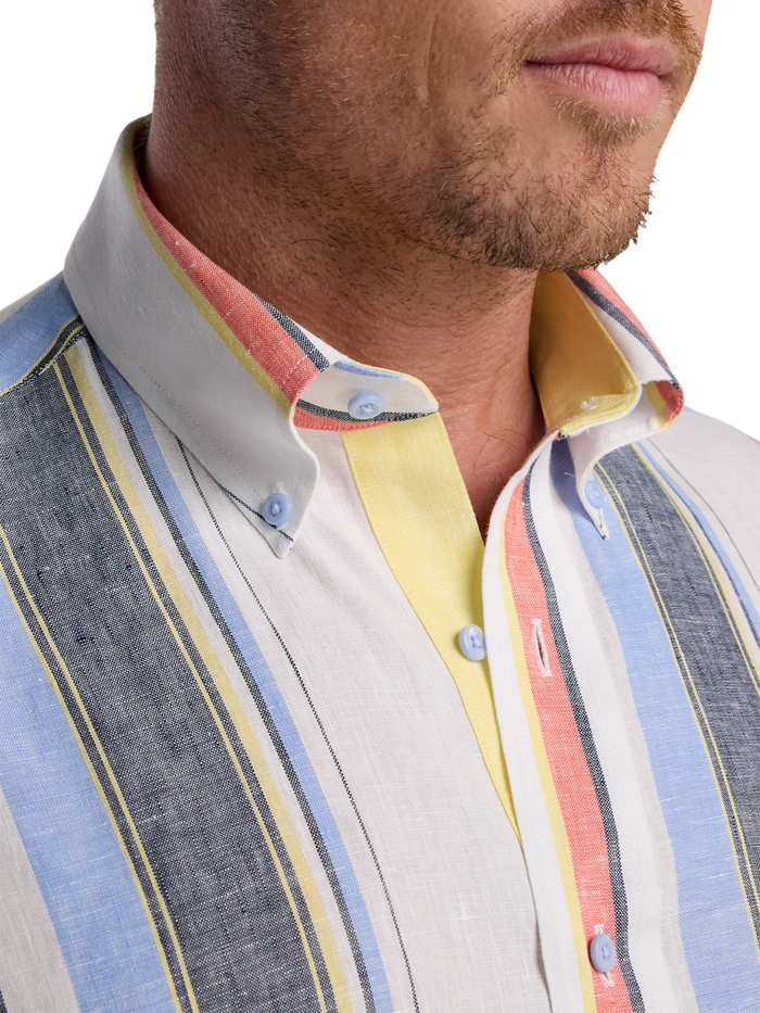Alternate Image of Non-iron Linen Stripe Dress Shirt With Contrast Trim-2