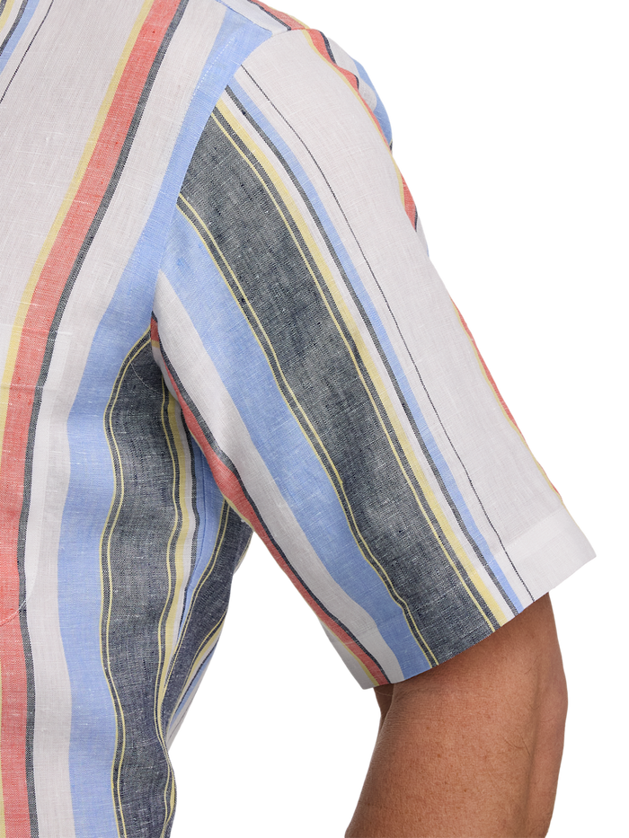 Alternate Image of Non-iron Linen Stripe Dress Shirt With Contrast Trim-3
