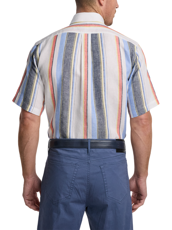 Alternate Image of Non-iron Linen Stripe Dress Shirt With Contrast Trim-4