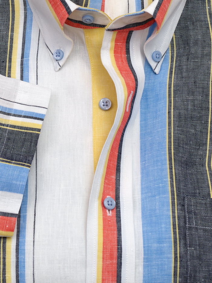 Alternate Image of Non-iron Linen Stripe Dress Shirt With Contrast Trim-5