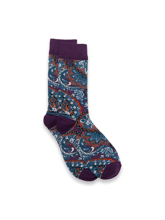 Product Image of Paisley Cotton Blend Sock-Purple Multi