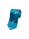 Product Image of Paisley Printed Italian Silk Tie-Teal