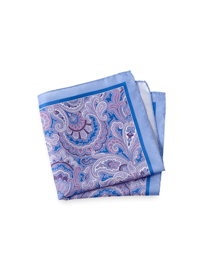 Product Image of Paisley Silk Pocket Square-Blue Multi