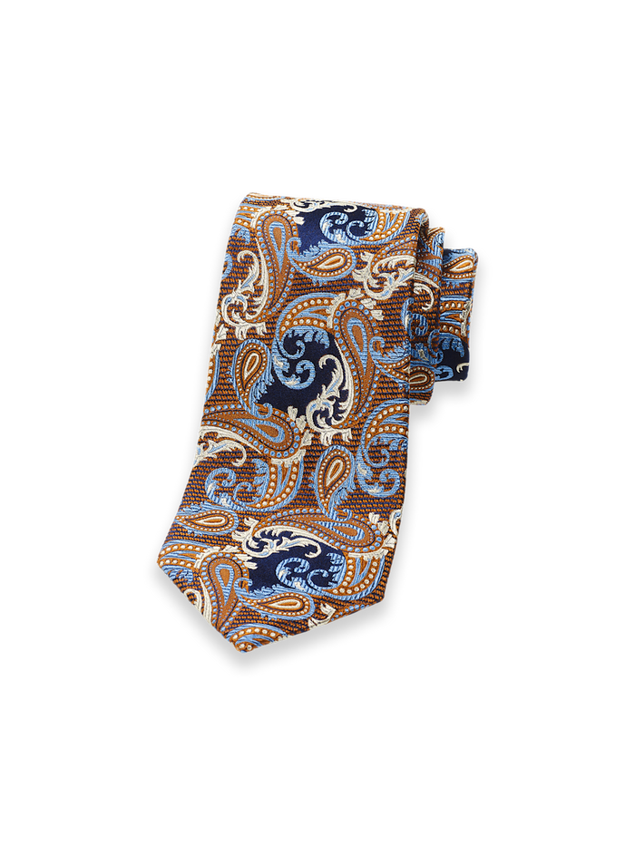 Product Image of Paisley Woven Silk Tie-Blue/Brown