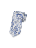 Paisley Woven Silk Tie - White/blue