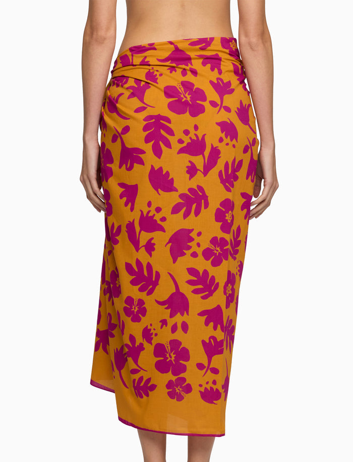 Pareo donna cotone fantasia fiori su fondo giallo - Gallo 1927 - Official Online Shop