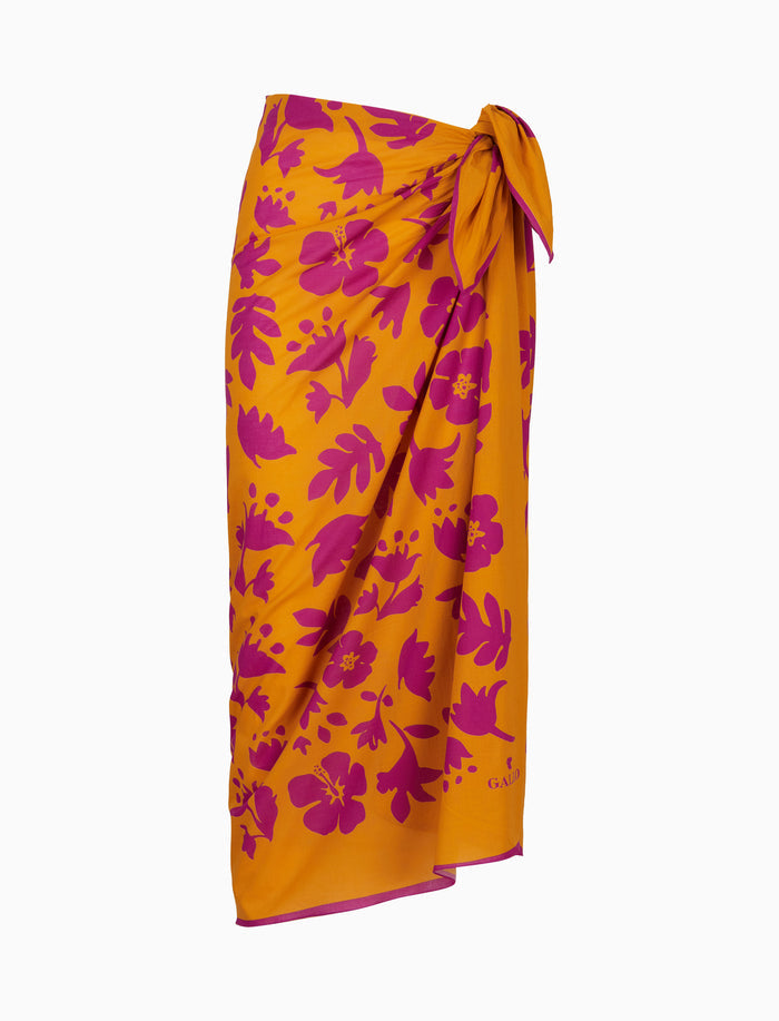 Pareo donna cotone fantasia fiori su fondo giallo - Gallo 1927 - Official Online Shop