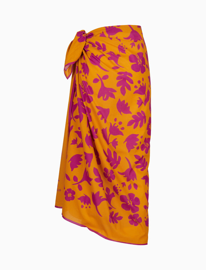 Pareo donna cotone fantasia fiori su fondo giallo - Gallo 1927 - Official Online Shop