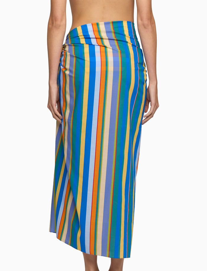 Pareo donna cotone righe multicolor azzurro - Gallo 1927 - Official Online Shop