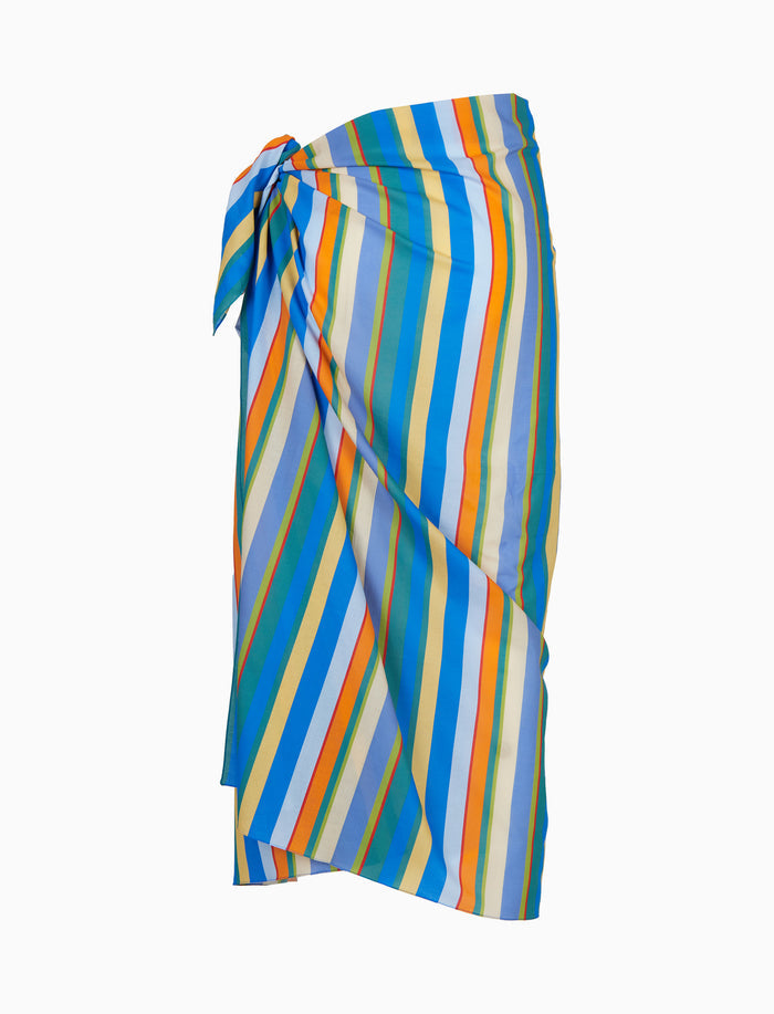 Pareo donna cotone righe multicolor azzurro - Gallo 1927 - Official Online Shop