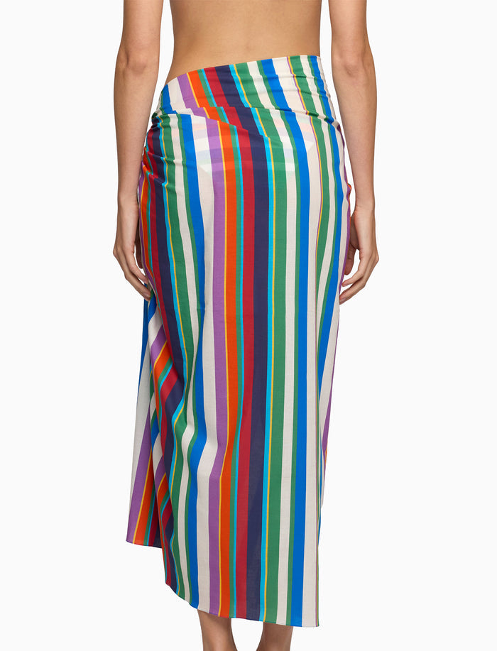 Pareo donna cotone righe multicolor bianco - Gallo 1927 - Official Online Shop
