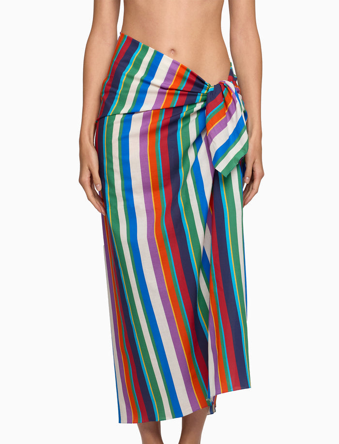 Pareo donna cotone righe multicolor bianco - Gallo 1927 - Official Online Shop