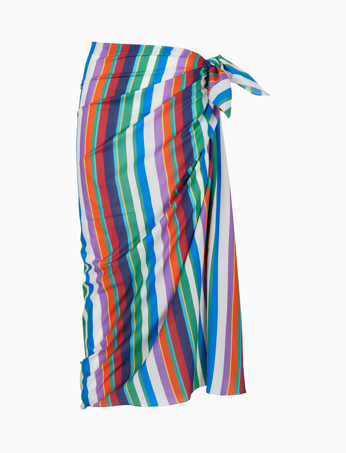 Pareo donna cotone righe multicolor bianco - Gallo 1927 - Official Online Shop